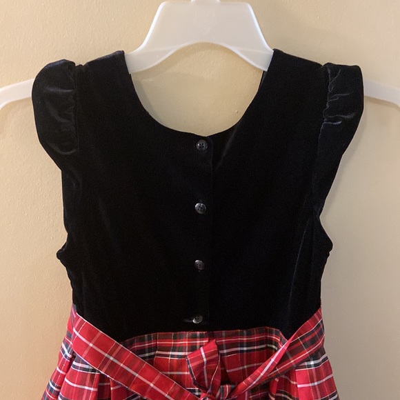 Jona Michelle black velvet look top with red plaid dress size 8 - Picture 6 of 11